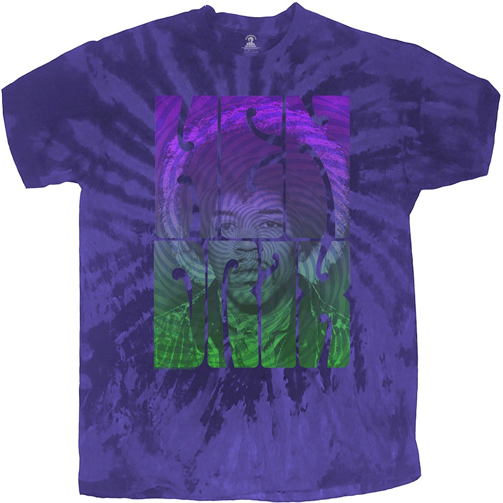 Jimi Hendrix - Swirly Text Heren Tshirt - Blauw
